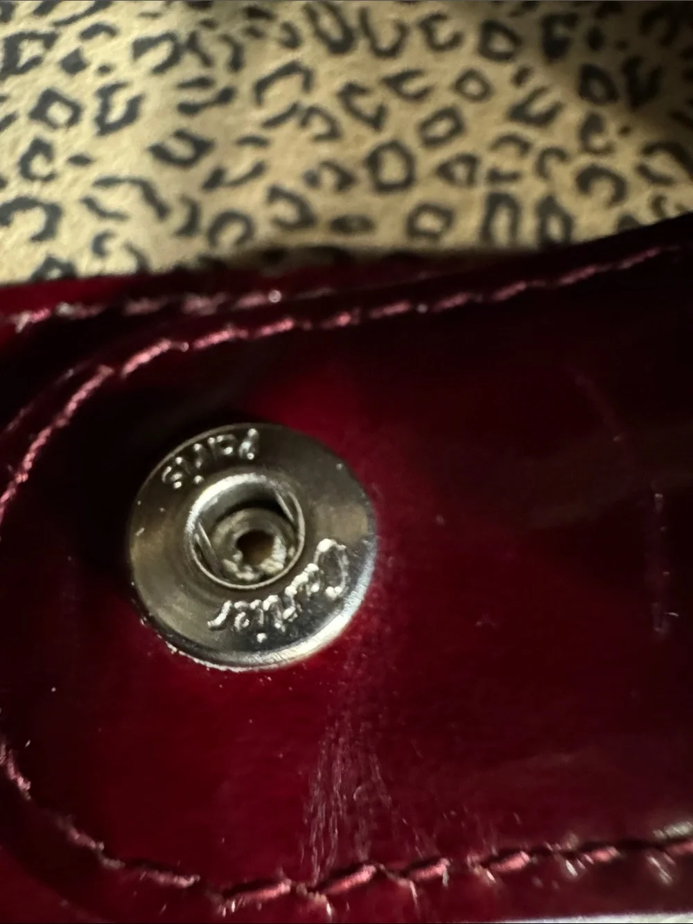 Cartier Panthere Glossy Wine Red Patent Tote with Silver C-Ring Accent